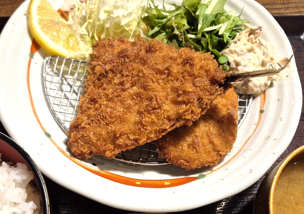 菊松食堂のアジフライ