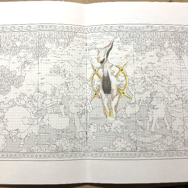 塗り絵セレクションpokemon名画塗り絵 ポケモン花木図屏風 塗り絵のある暮らし