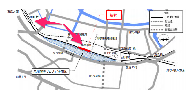 高輪ゲートウェイ駅の位置