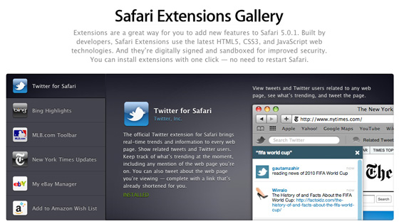 Safari Extensions Gallery