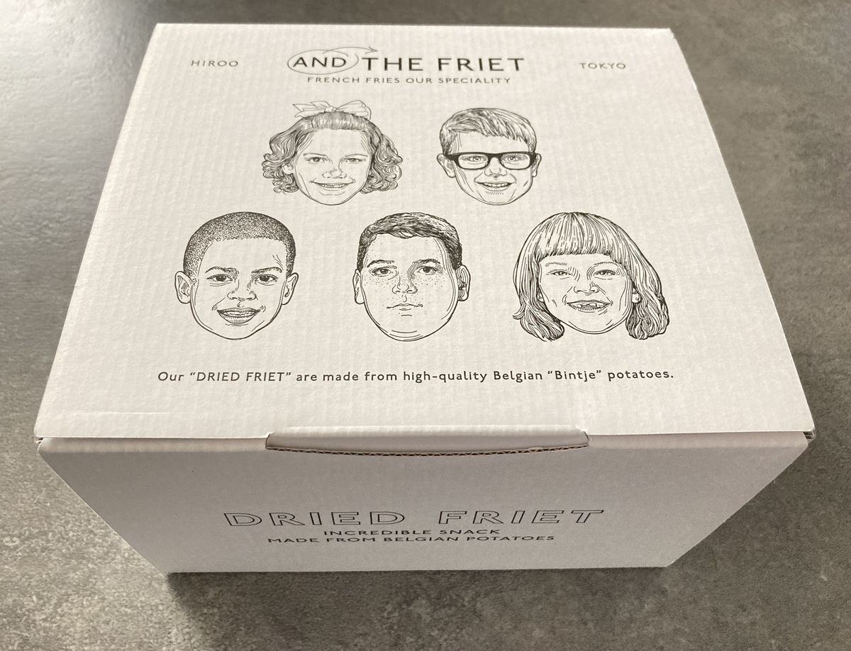 AND THE FRIET DRIED FRIETというフレンチフライ専門店のお菓子が入ったパッケージ