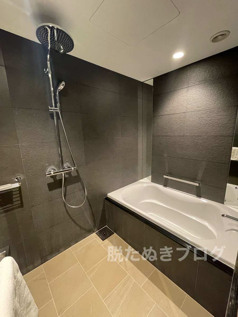浴室は洗い場付きでレインシャワーあり