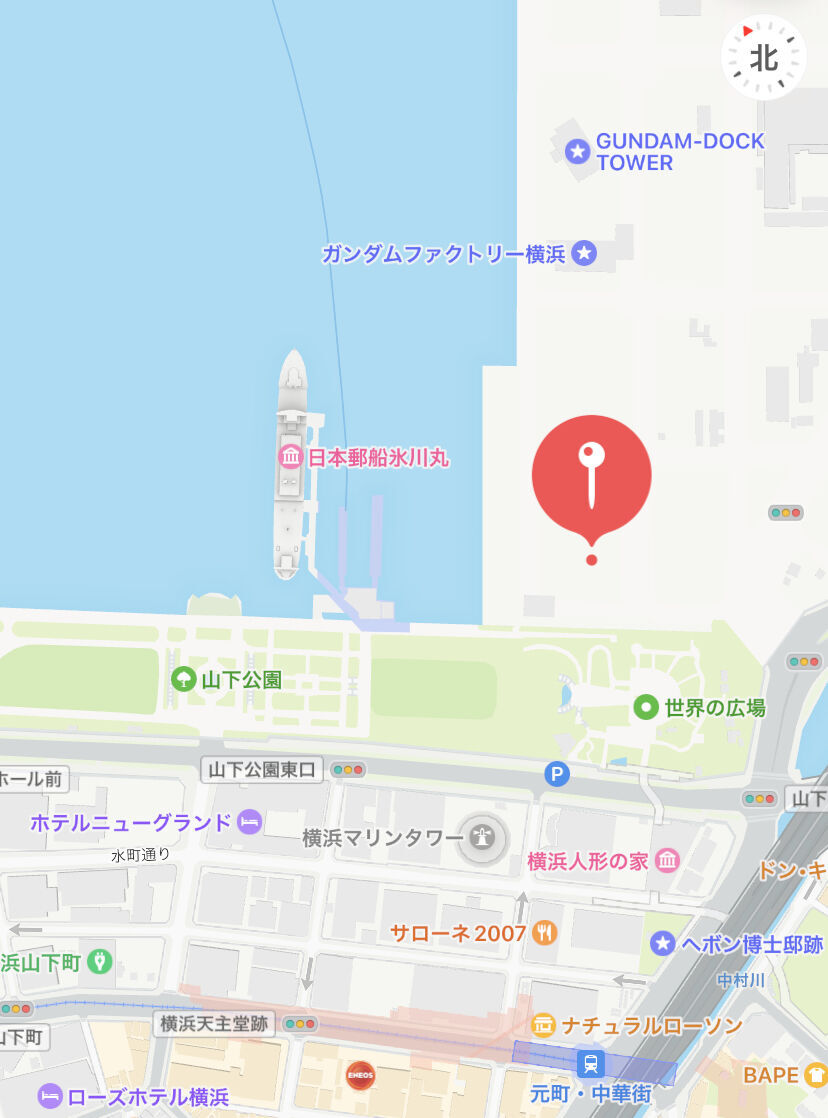 山下ふ頭からMSCベリッシマ行きのシャトルバス。乗船者の移動用バス。