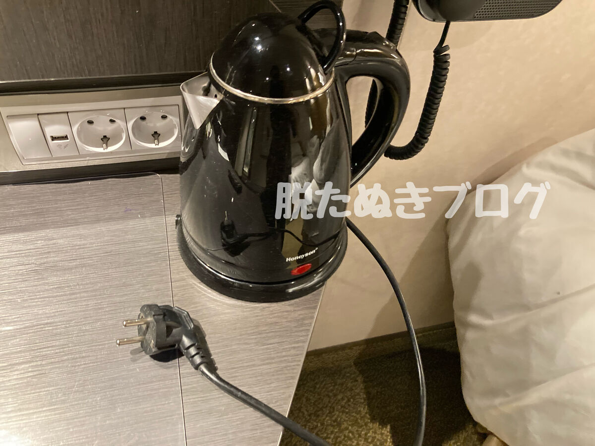 客室内にあるケトル