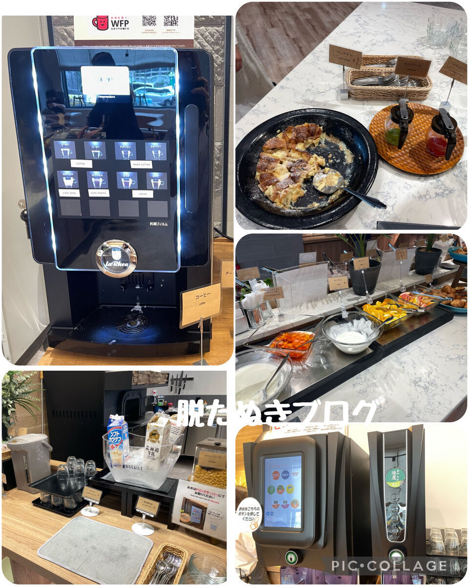 朝食ビュッフェのドリンク類