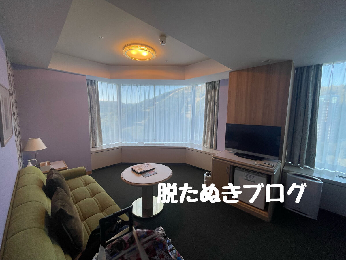 客室リビングスペース、玄関からすぐの位置に配置されたソファなど