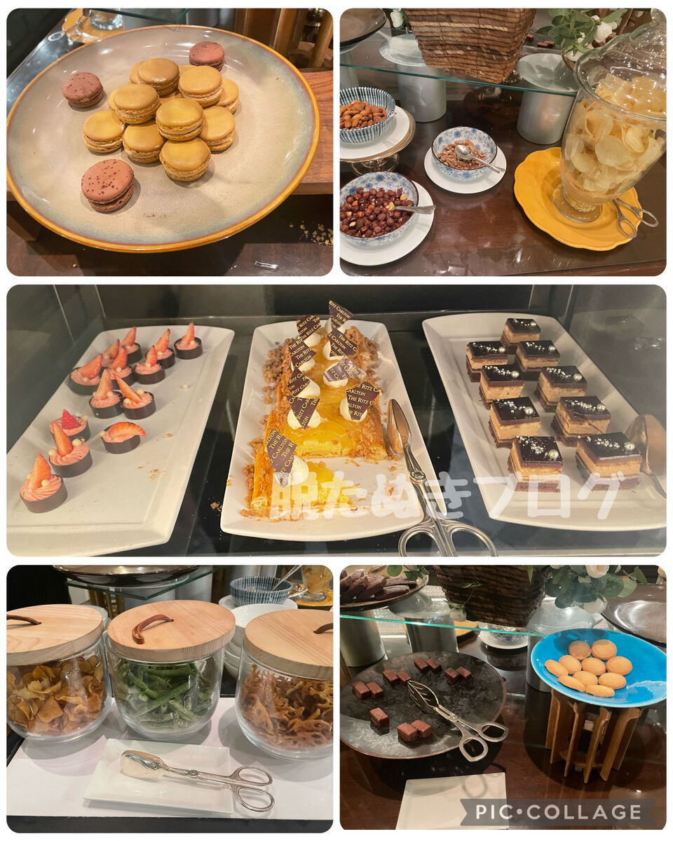 ピエール・エルメのマカロンやケーキ、チョコレート、フィナンシェなどの夜のスイーツコーナー