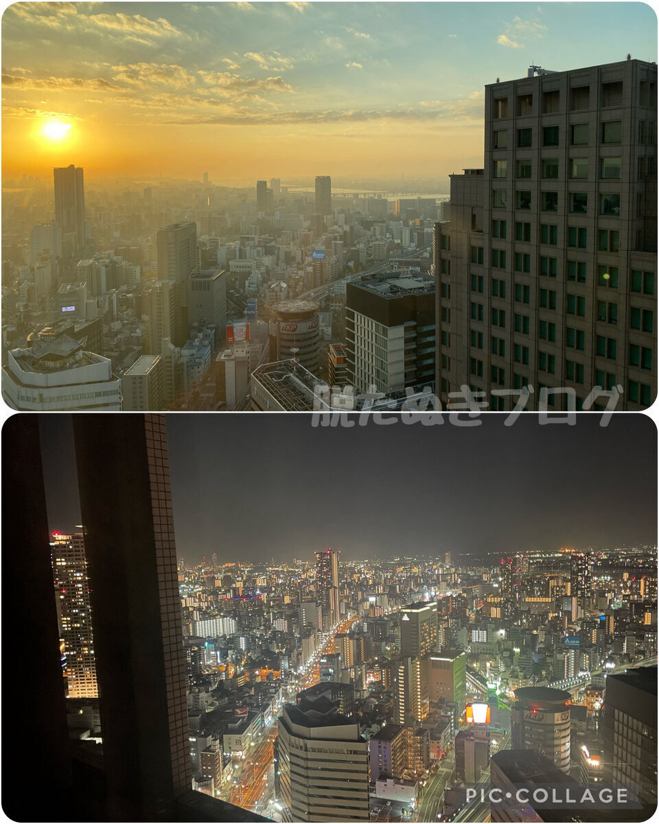 ザ・リッツ・カールトン大阪の35階客室から望む大阪市街の夜景