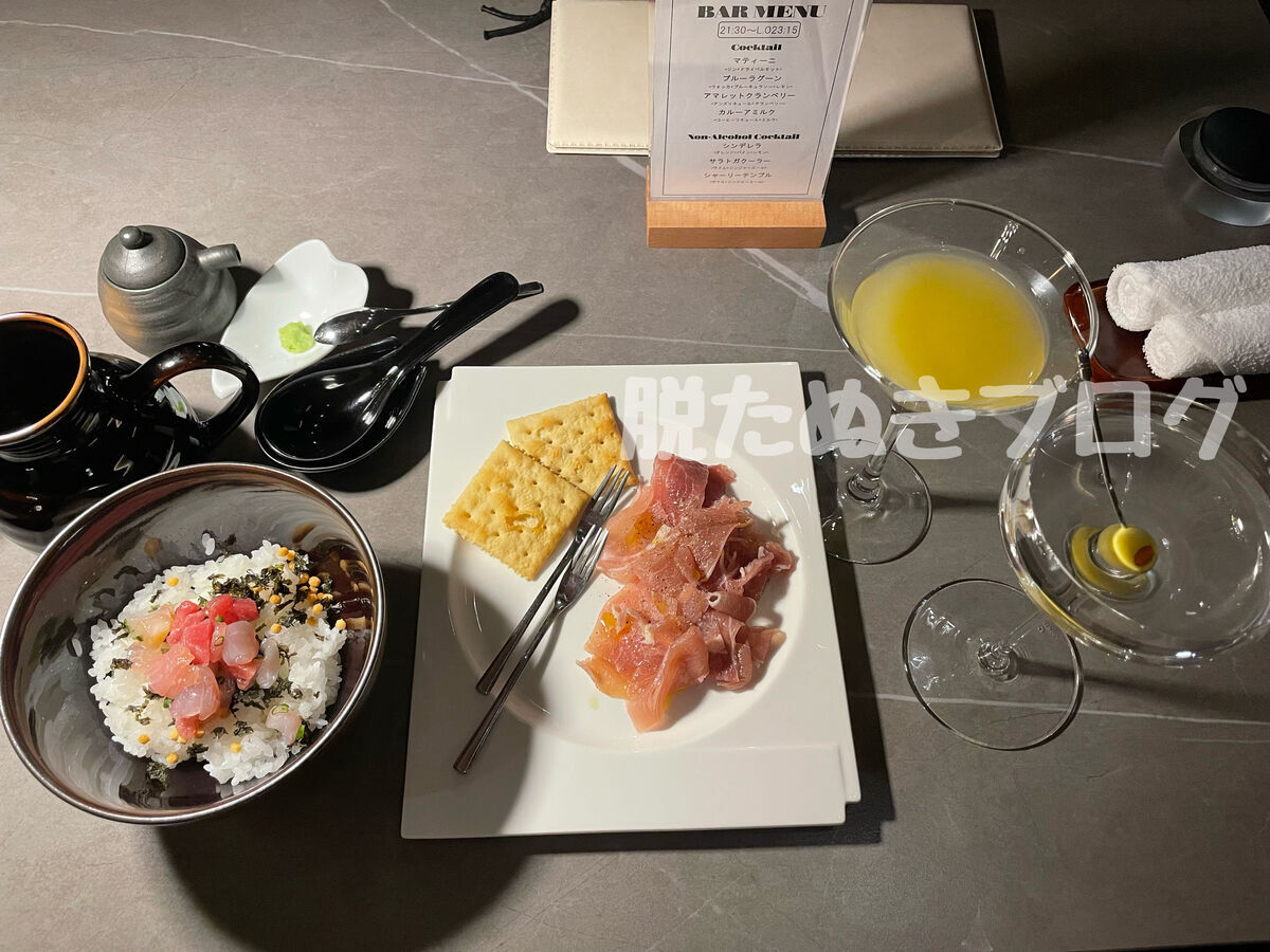 夜食のまご茶漬けやおつまみプレート