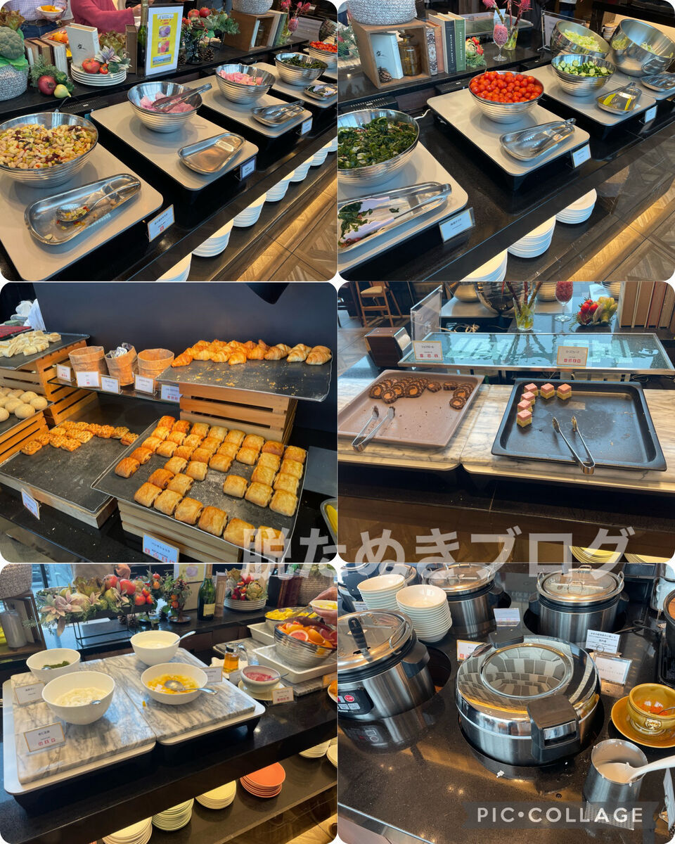 朝食ライブキッチンで提供されるパンケーキやパン