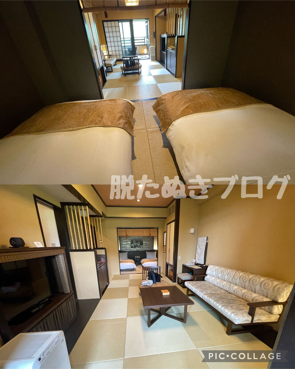 寝室と客室はすだれで間仕切りができる