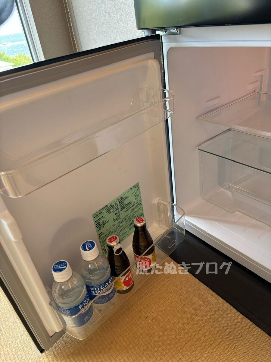 冷蔵庫内に用意された無料のオロポ（ポカリ＋オロナミンC）