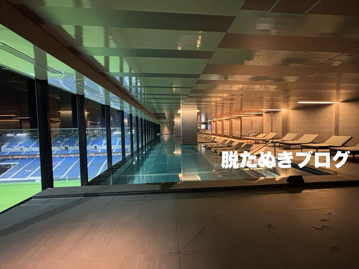 スタジアムが見えるプール