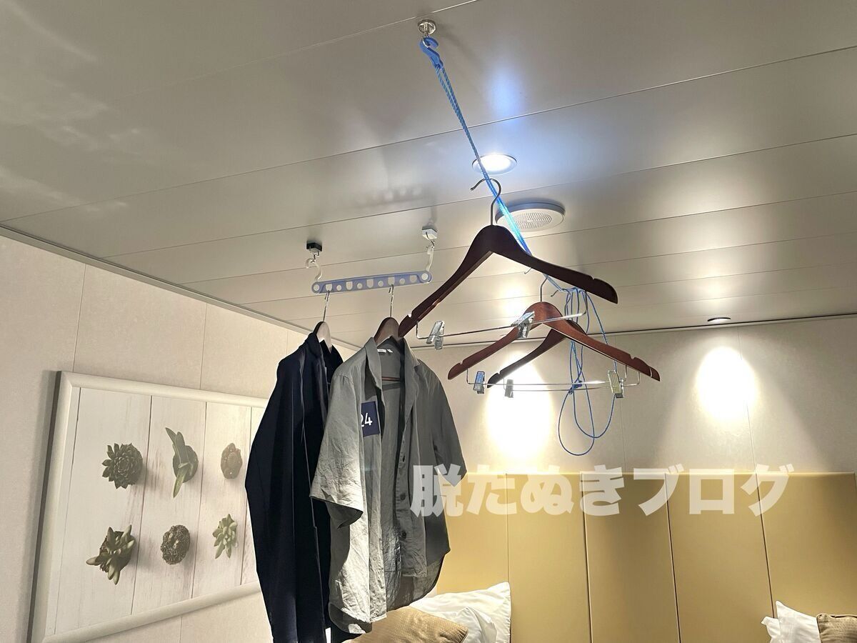 MSCクルーズ 洗濯ロープ設置例