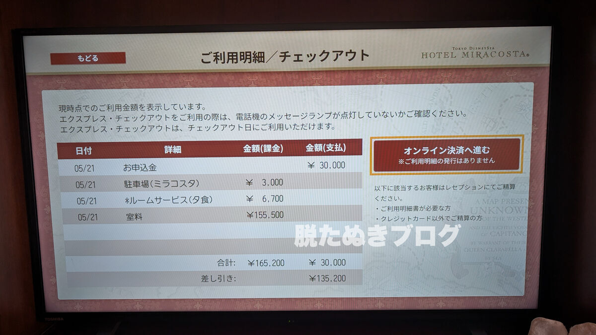 宿泊料金をテレビで確認できる