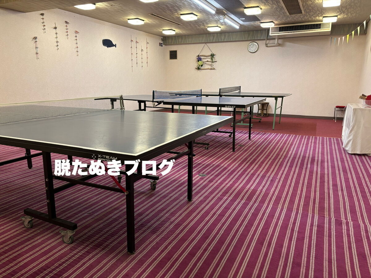 稲取銀水荘の中2階にある卓球台