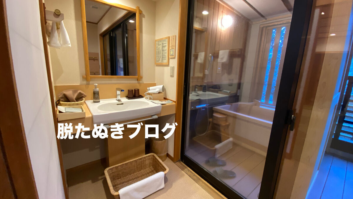 箱根小涌谷温泉 水の音にある水花の庄 露天風呂付洋室の洗面スペース