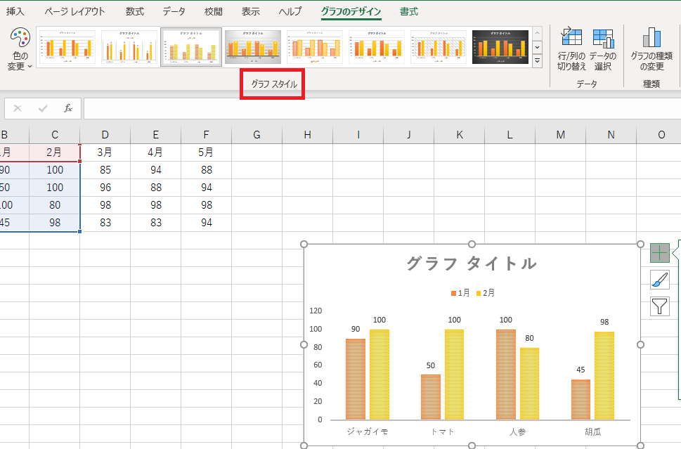 Excel (エクセル)縦棒グラフ