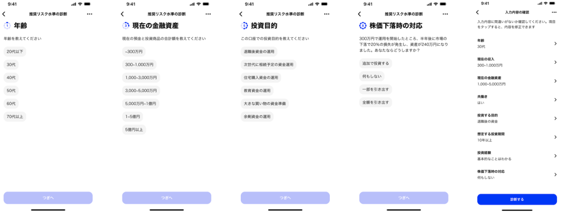 8つの質問からポートフォリオを提案