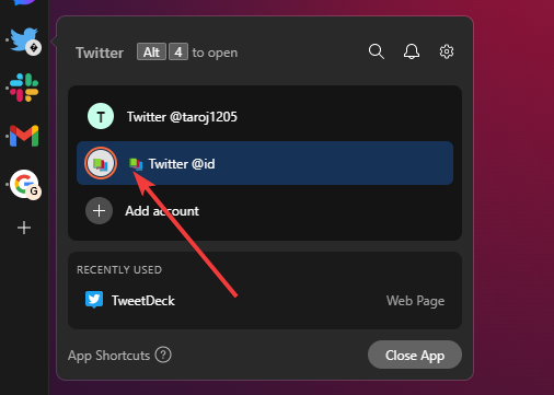 アカウントのアイコンを変える