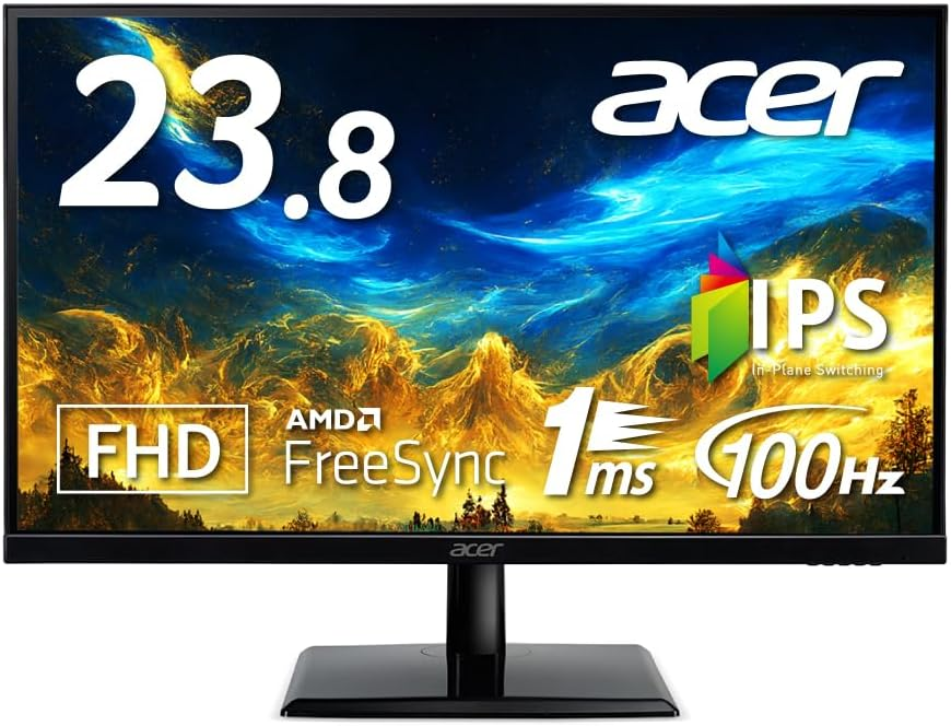 日本エイサー Acer スタンダードモニター 23.8インチ IPS フルHD 100Hz 1ms スピーカー・ヘッドホン端子搭載 HDMI1.4 AMD FreeSync EK241YEbmix