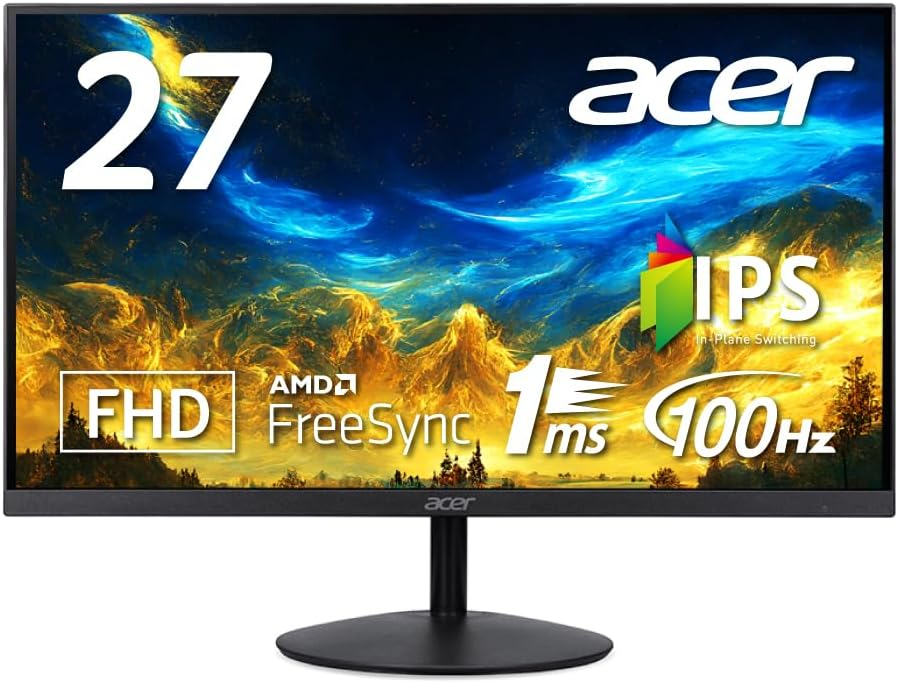 日本エイサー 【Amazon.co.jp限定】 Acer スタンダードモニター 27インチ IPS 非光沢 フルHD 100Hz 1ms HDMI ミニD-Sub15 VESAマウント対応 スピーカー内蔵 ヘッドホン端子 AMD FreeSync SA272Ebmix