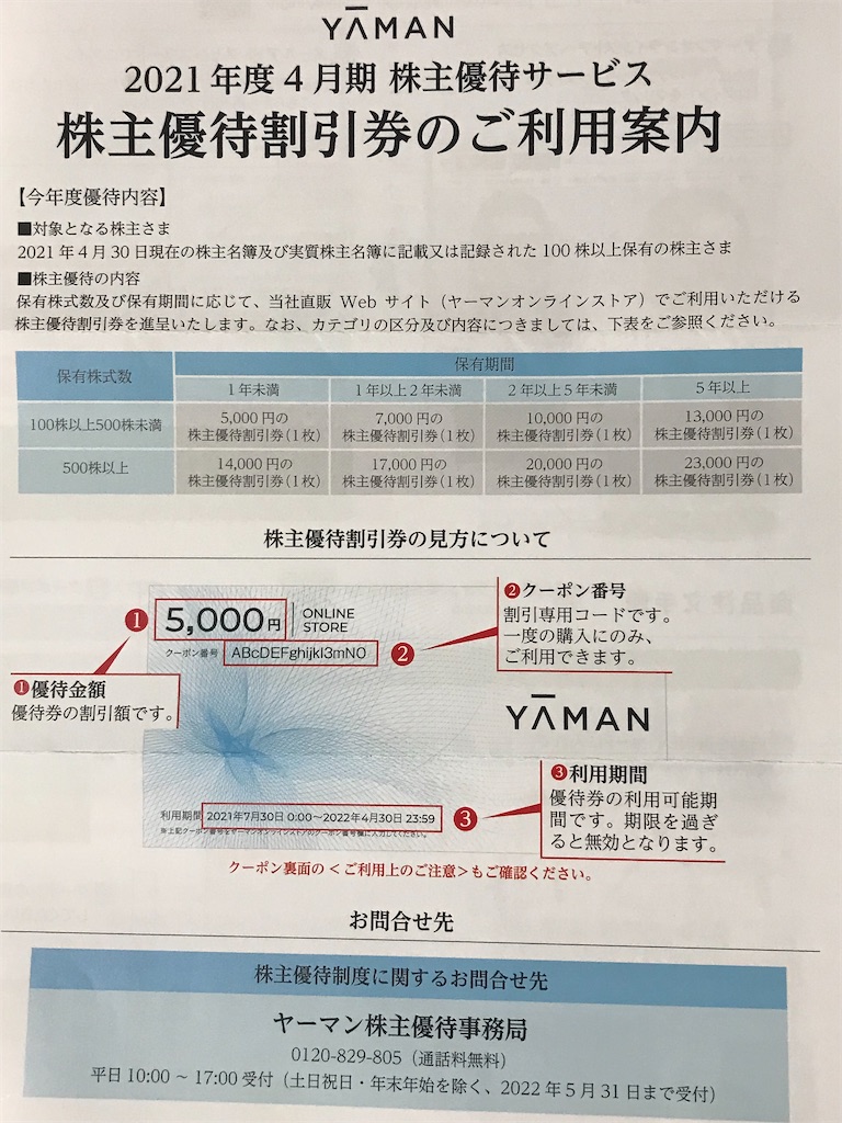 ヤーマン株主優待で注文した商品到着（ヤーマン2名義分20000円