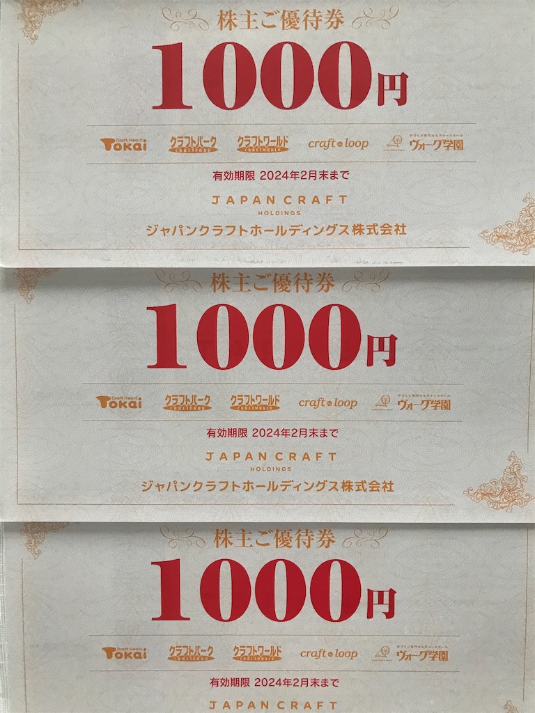 ジャパンクラフトホームディングス株主優待券12,000円分 ジャパンクラフトホールディングス 株主優待 12,000円分 送料