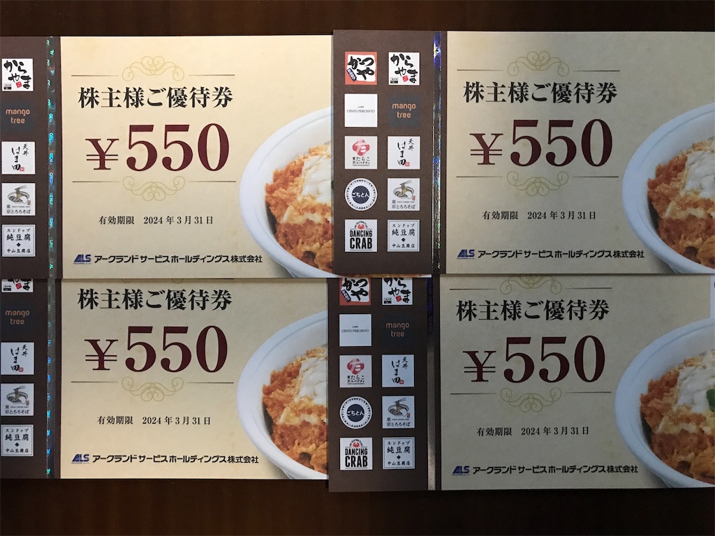 最新11000円分☆アークランドサービス株主優待券 かつや（550円x20枚） アークランドサービス かつや 株主優待券 11，000円分