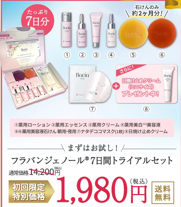 0120409456】フラビア3点セットよりお得なキャンペーンとは