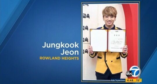 Btsジョングク 米国abc7ニュースで高校卒業写真を誤って使用される 韓information