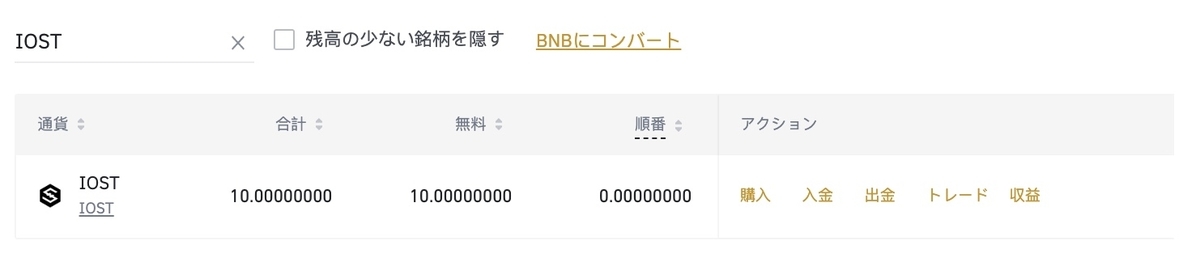 "BINANCE フィアットと現物"