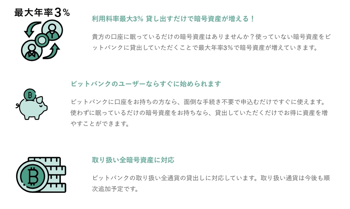 "bitbank(ビットバンク)「暗号資産(仮想通貨)資産を貸し出して増やす」レンディング(貸出)サービスの特徴"