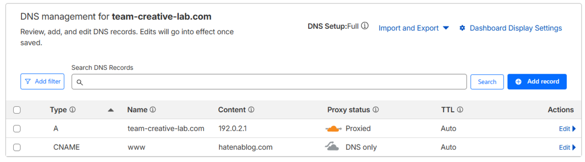 cloudflare DNS 登録