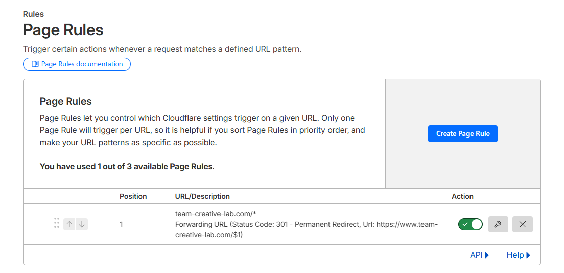 cloudfrare page  rule