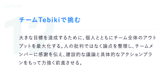 [Tebiki社のカルチャー](https://tebiki.co.jp/culture.html) より