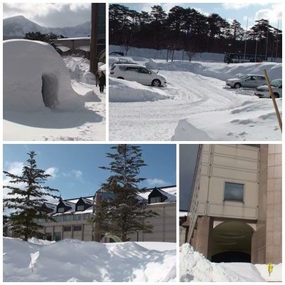 pageホテル玄関前の雪景色