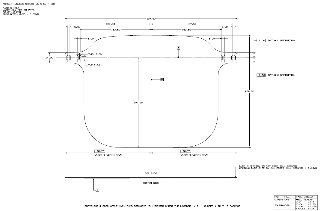 apple face shield drawing