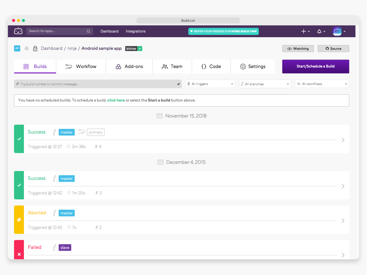 BitriseのUIはポップでかわいい😍