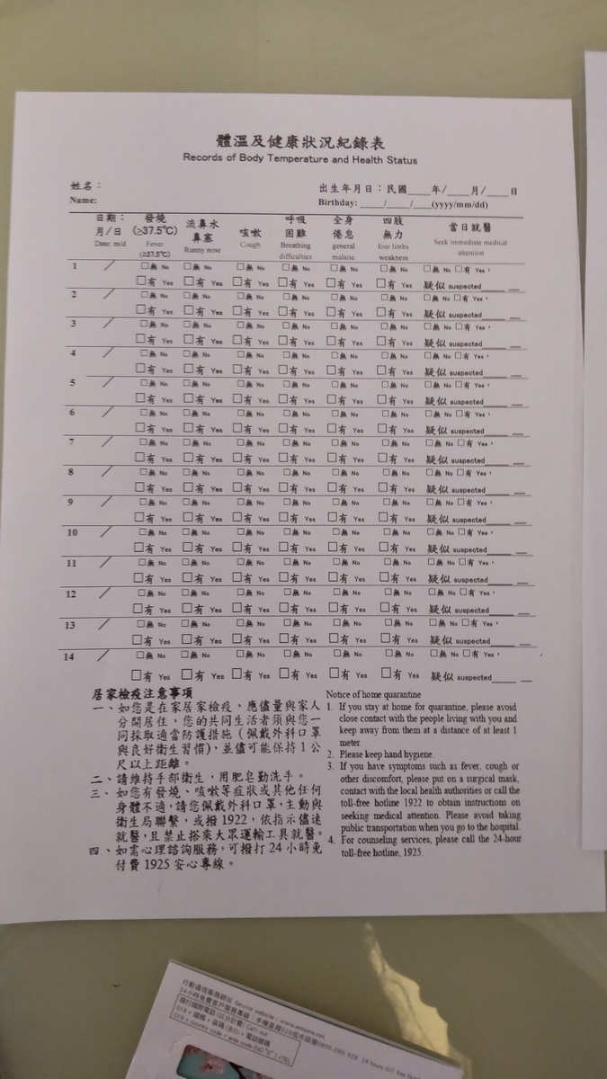 体調記録表