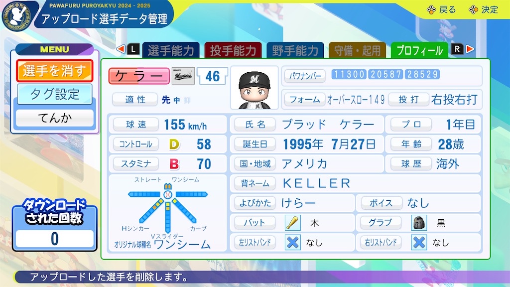 ブラッド・ケラー(BOS'24)【パワプロ2024】 - てんかのパワプロ雑感