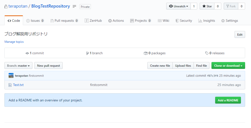 プッシュ後のリポジトリ