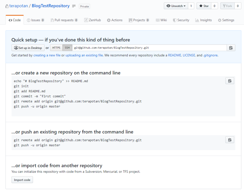 リポジトリ作成画面