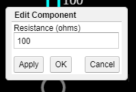 抵抗の値調整画面