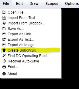 Create Subcircuitの場所
