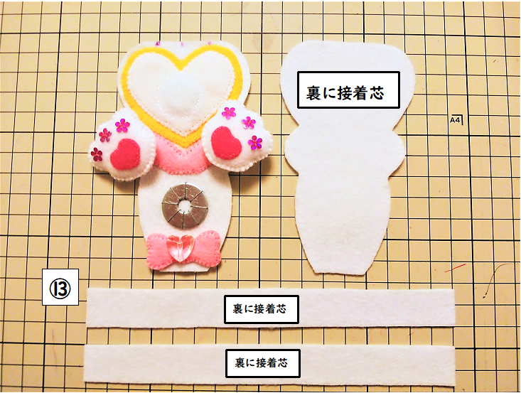 【中央⑦】側面と裏面にも接着芯を貼る