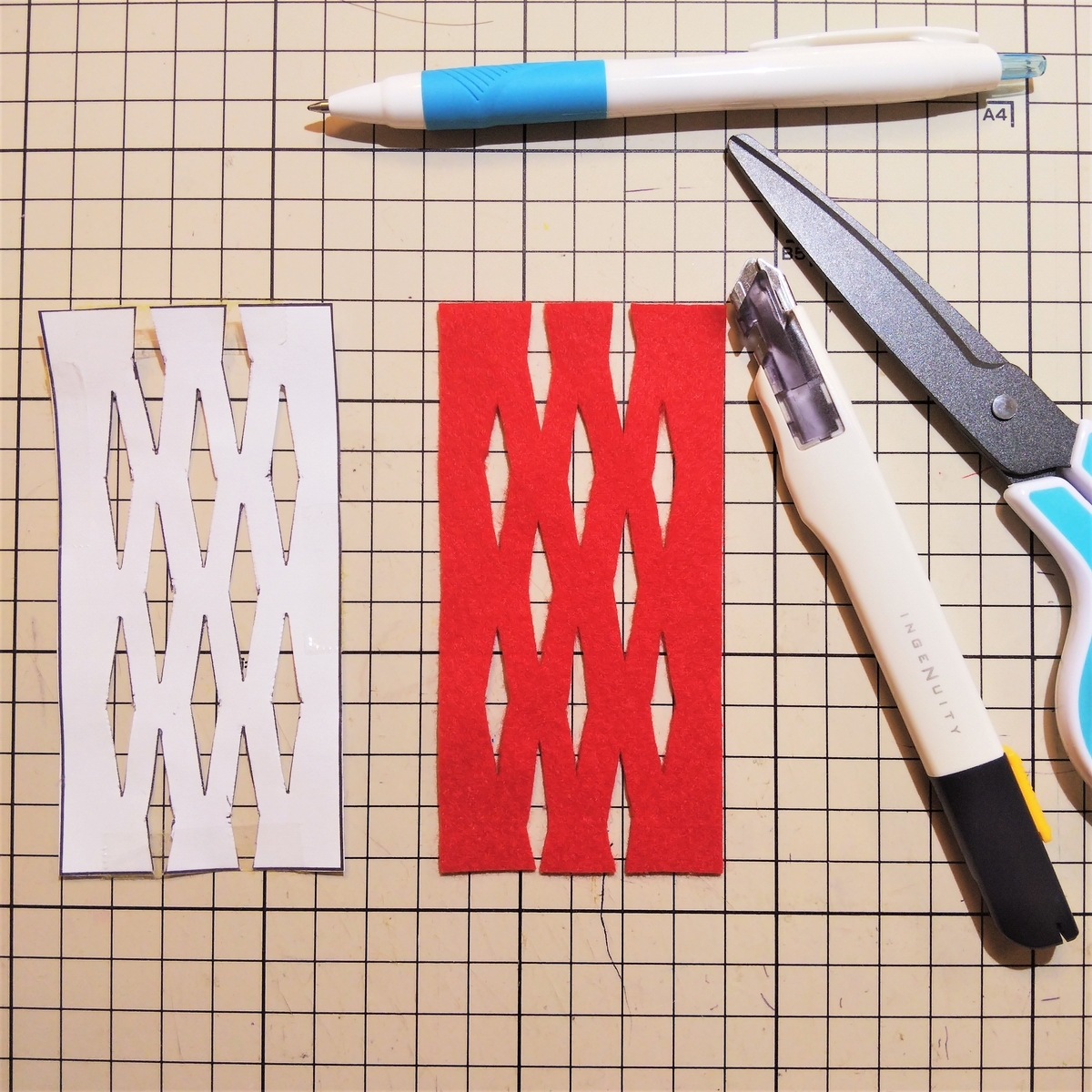 フェルトの『パイ』の作り方① 型紙③を切り抜く