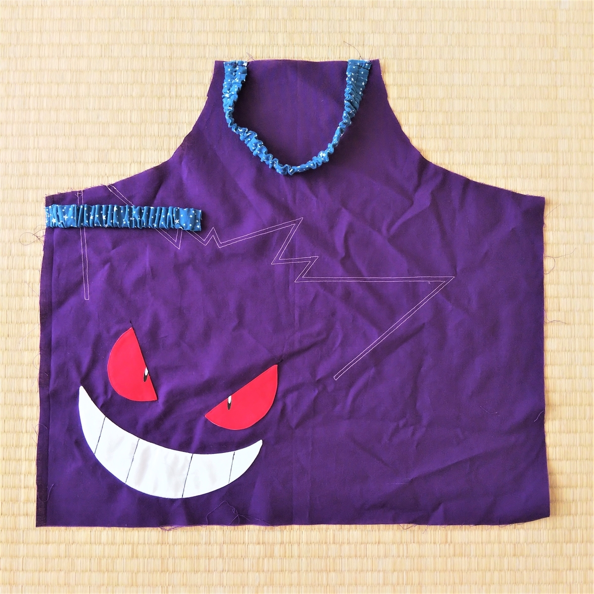 リバーシブル『ゲンガー＆新幹線 子ども用エプロン（100㎝）』を作って