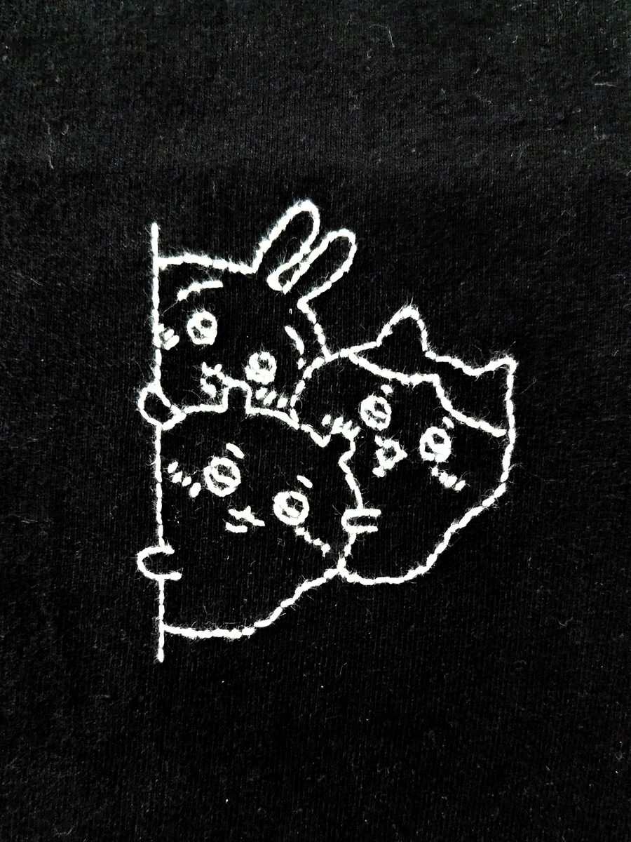 Tシャツに『ちいかわ』を刺繍してみた（胸）