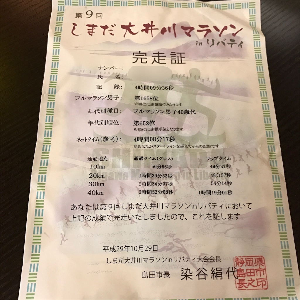 速報 しまだ大井川マラソン完走しました 轟沈 てつさんのジョギングダイアリー